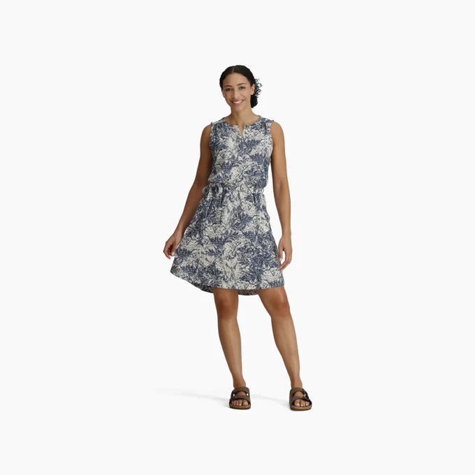 Royal Robbins Womens Spotless Traveler Tank Dress - Deep Blue Fern Print