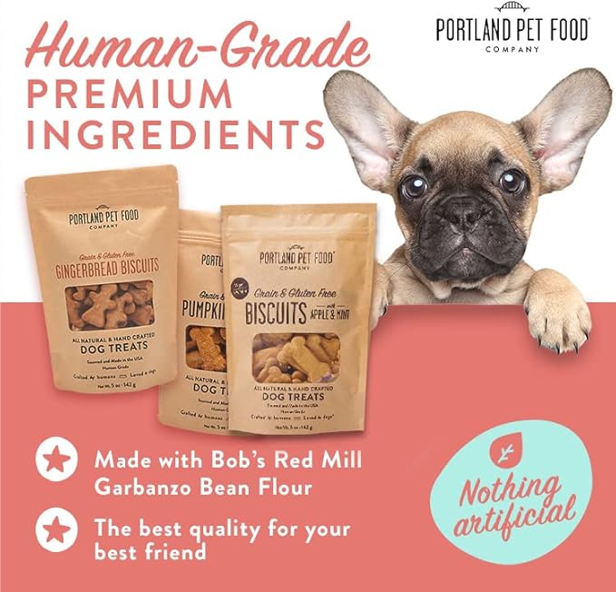 Portland Pet Food Grain & Gluten-Free Apple & Mint Biscuits Dog Treats - 5oz