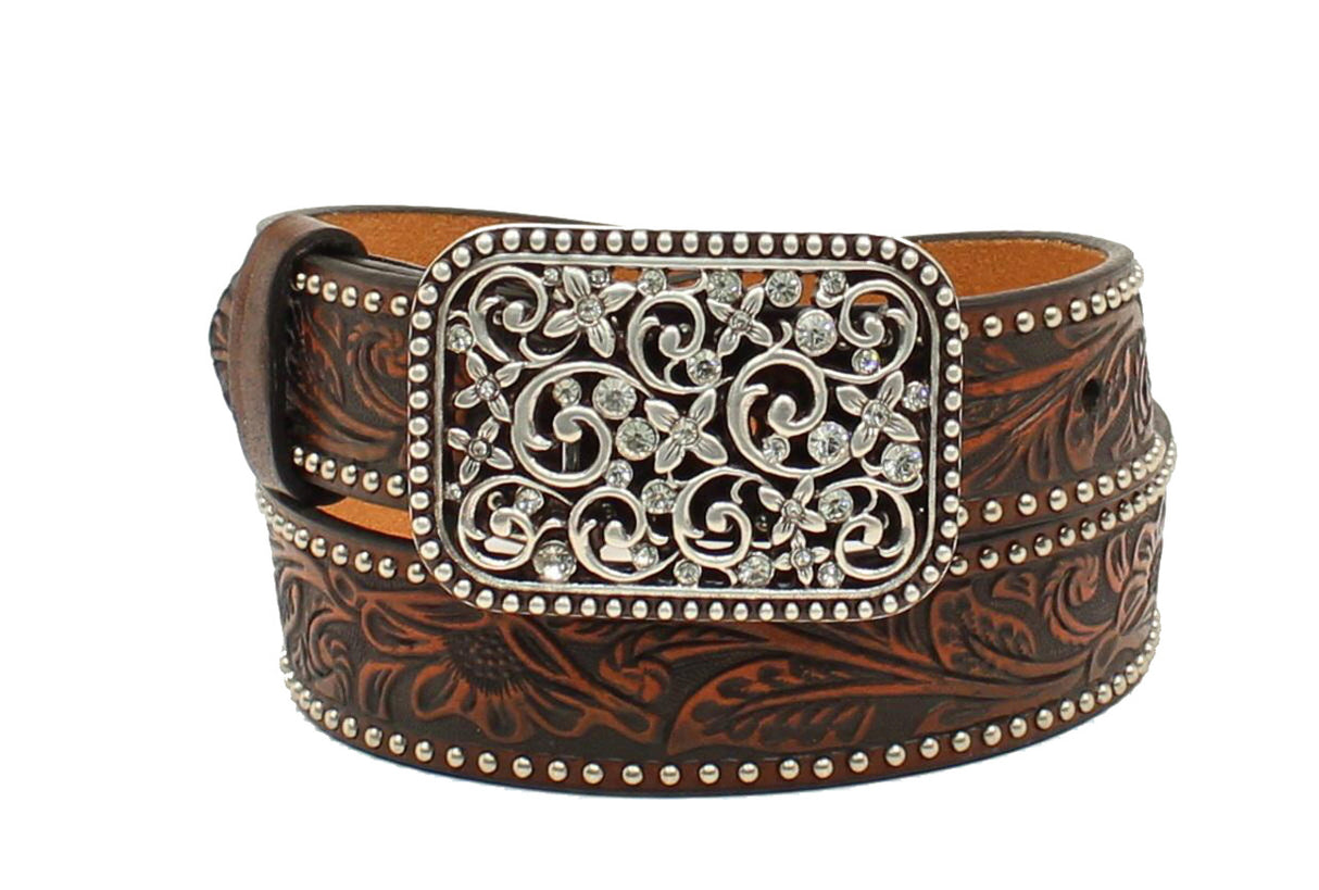 Ariat Girls Floral Embossed Brown Leather Belt Brown / / 1-1/4 in.