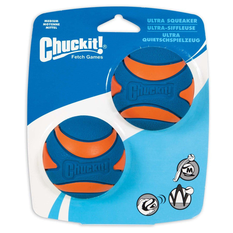 Chuckit! Ultra Squeaker Balls Dog Toy 2 Pack - Medium Blue / Orange / / 2 Pack