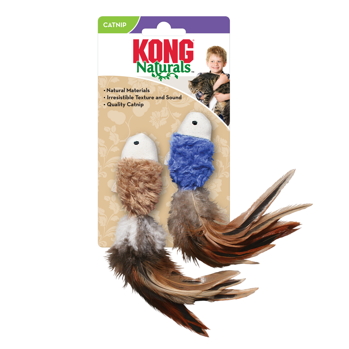 Kong Naturals Crinkle Fish with Catnip 2-Pack Tan & Blue / / 2 Pack