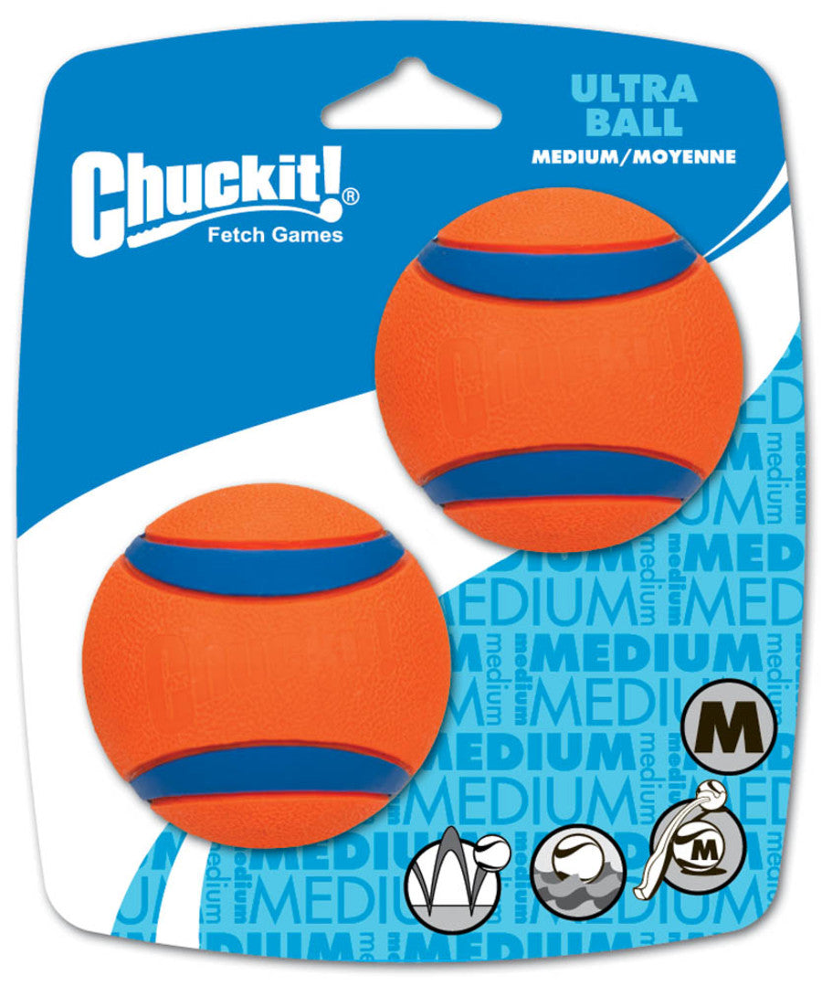 Chuckit! Ultra Ball Dog Toy 2 Pack - Small / Medium Orange / Blue / / 2 Pack