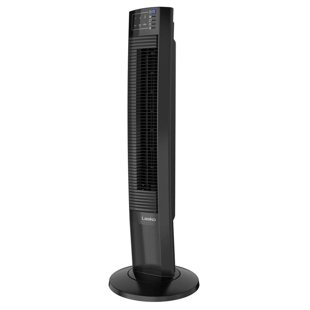 Lasko Wind Tower 35-inch Oscillating Tower Fan with Timer and Remote Control - Black / Black