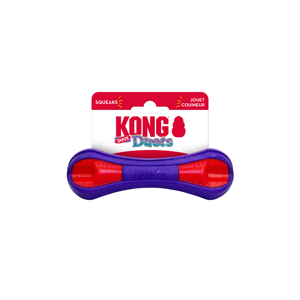 Kong Duets Duos Bone Dog Toy - Medium Purple & Red