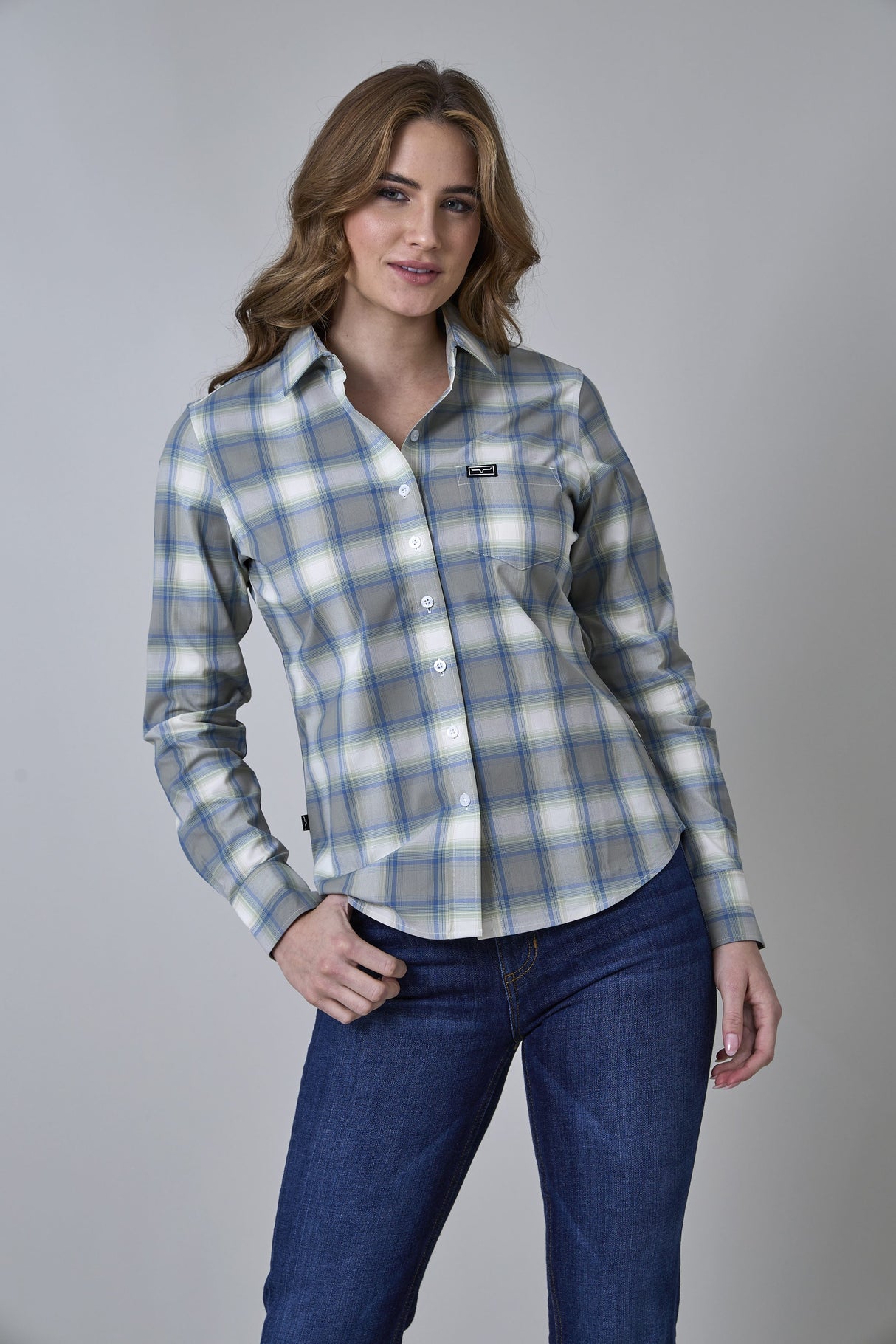 Kimes Ranch Ladies Coolmax Hays Plaid - Matcha