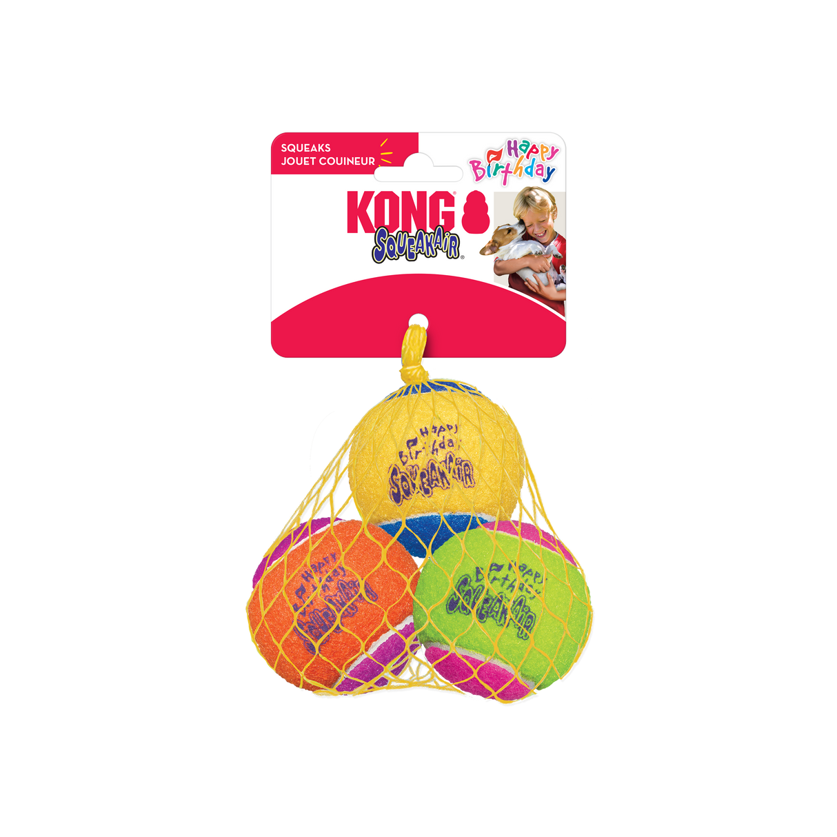Kong SqueakAir Birthday Balls 3-Pack Dog Toys - Medium Birthday Assorted