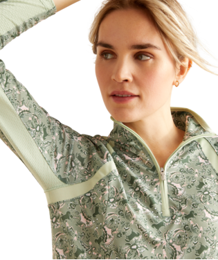 Ariat Sunstopper 3.0 1/4 Zip Baselayer Green Baroque / / Regular