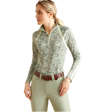 Ariat Sunstopper 3.0 1/4 Zip Baselayer Green Baroque / / Regular