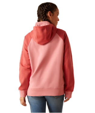 Ariat Rebar Colorblocked 1/2 Zip Hoodie Mauve Glow / Mineral Red / / Regular