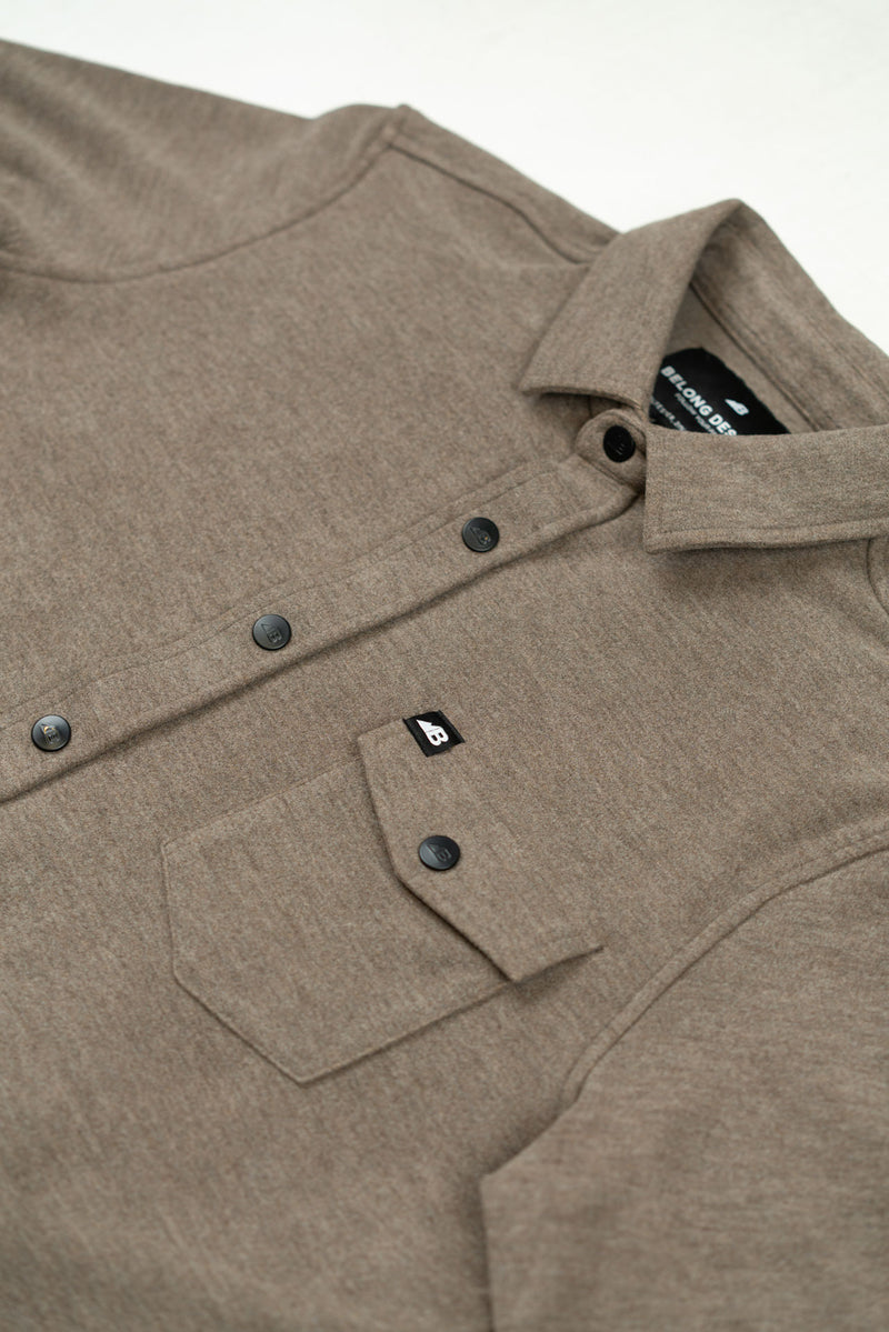 Belong Designs Mens Sherman Fleece Button Up Brown