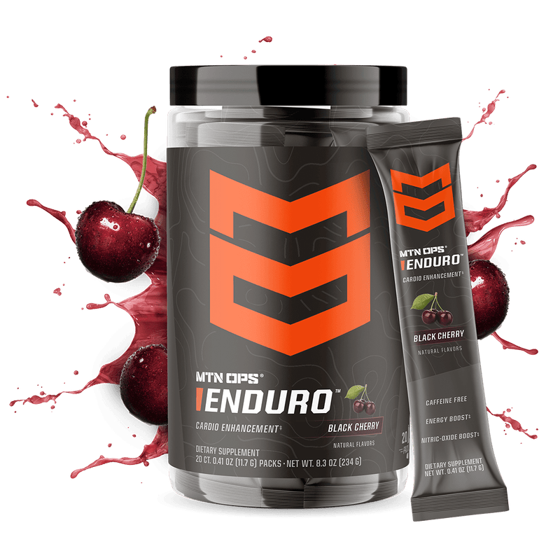 Mtn Ops Enduro Non-caff Energy + Cardio Enhancement + Hydration Trail Packs Black cherry