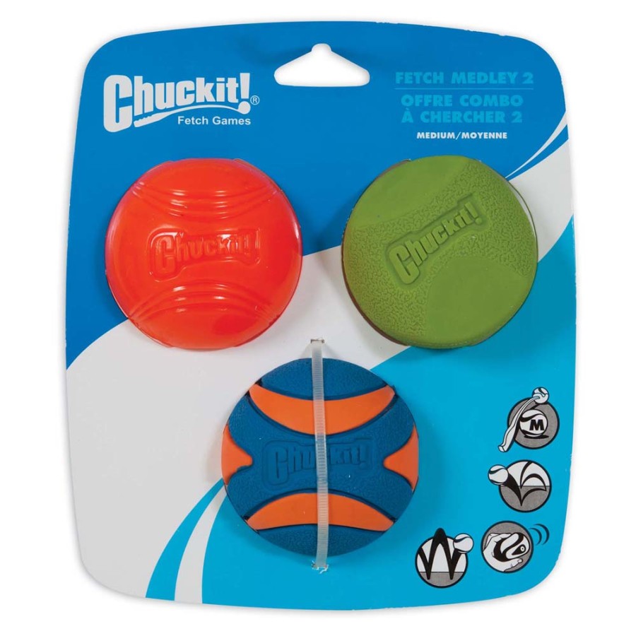 Chuckit! Fetch Medley Balls Dog Toy Assortment 1 - Medium Assorted / / 3 Pack