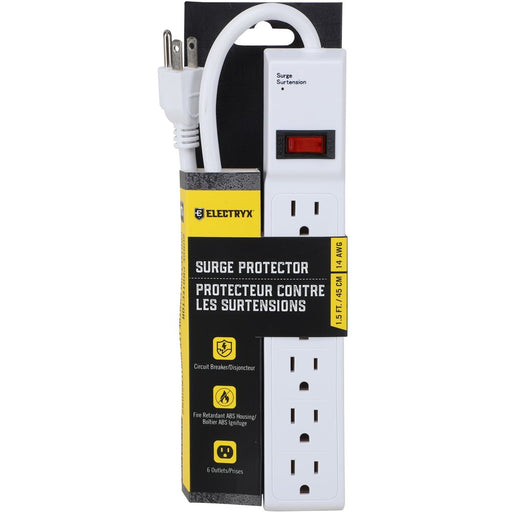 Electryx 6-Outlet Surge Protector - 1.5ft Cord 1.5FT / White
