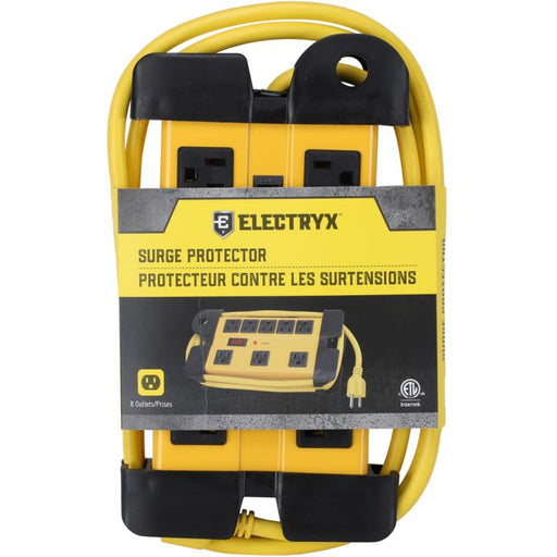 Electryx 8-Outlet Metal Surge Protector 6FT / Yellow & Black