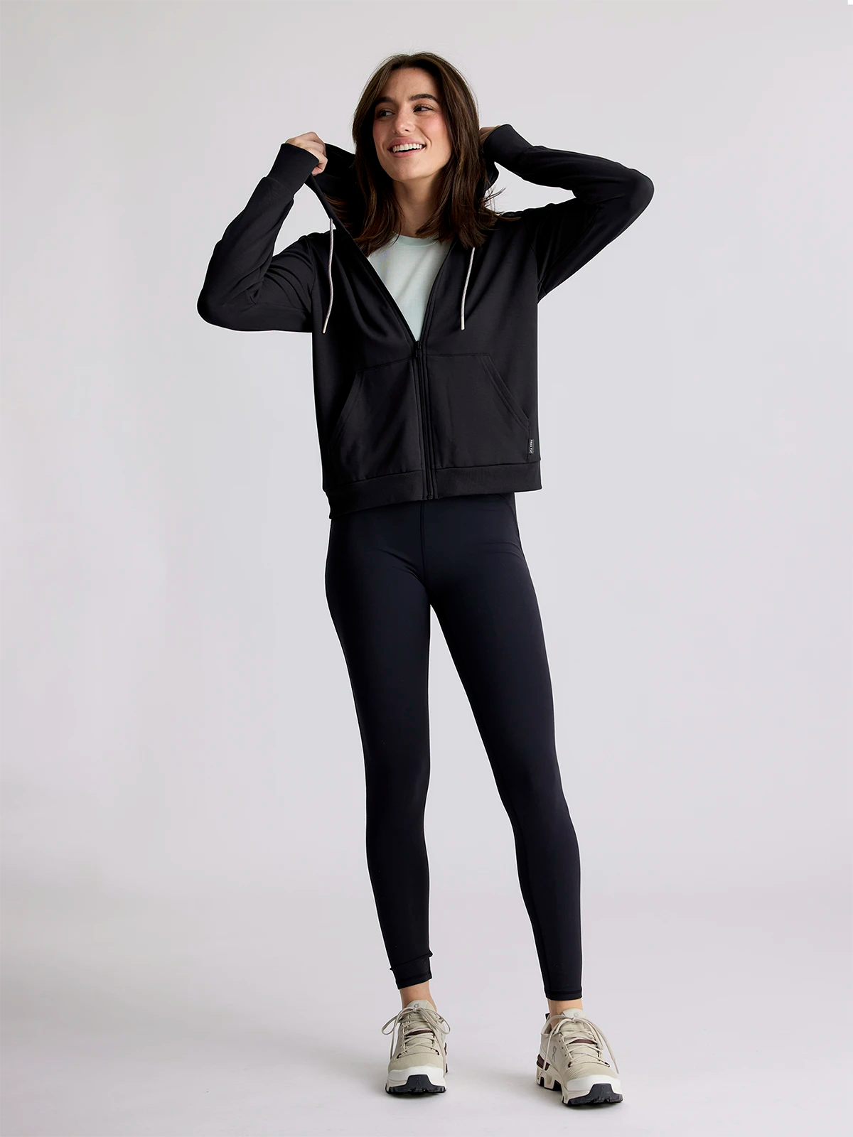 Free Fly Apparel Women's Bamboo Lightweight Fleece Zip Hoodie - Heather Black Heather Black