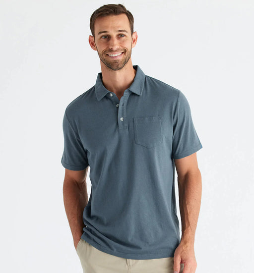 Free Fly Apparel Men's Bamboo Heritage Polo Slate blue