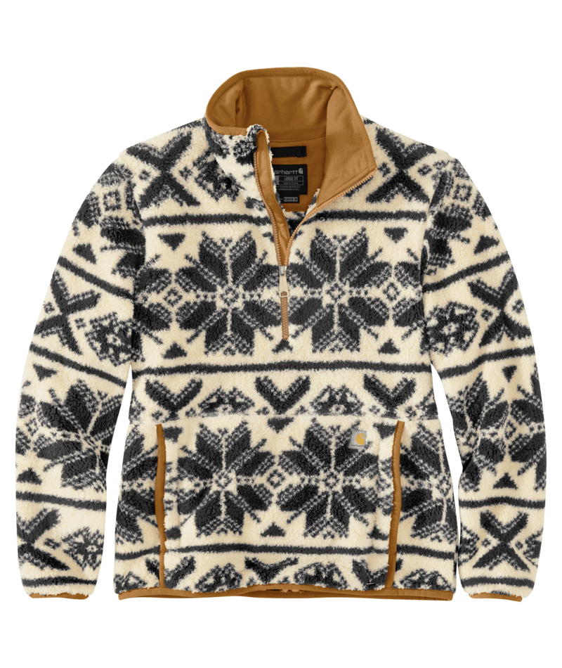 Carhartt Women's Loose Fit Fleece Pullover - 3 Warmest Rating - Oat Milk / Black Fairisle Oat Milk / Black Fairisle / / REG