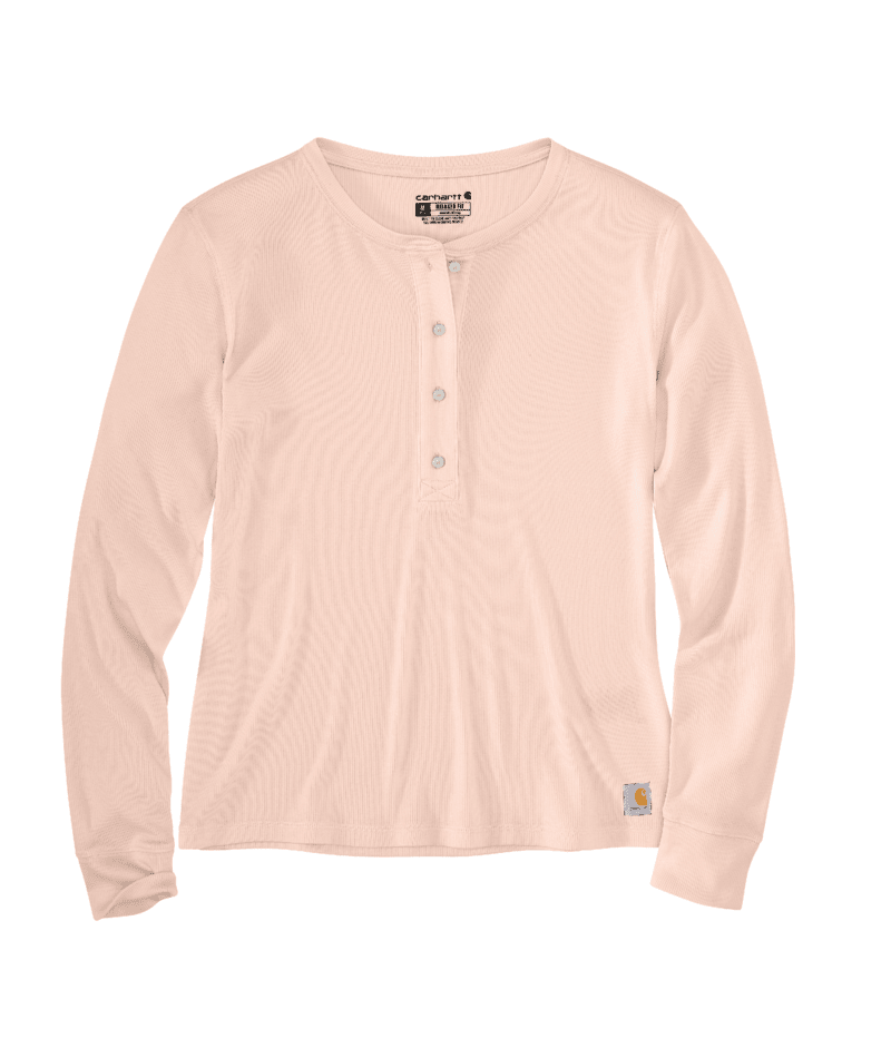 Carhartt Women's TENCEL Fiber Series Relaxed Fit Long-Sleeve Ribbed Henley Shirt - Georgia Peach Georgia Peach / / REG