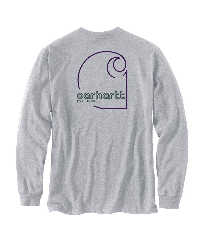Carhartt Men's Loose Fit Heavyweight Long-Sleeve Pocket C Graphic T-Shirt - Heather Grey Heather Grey / / REG