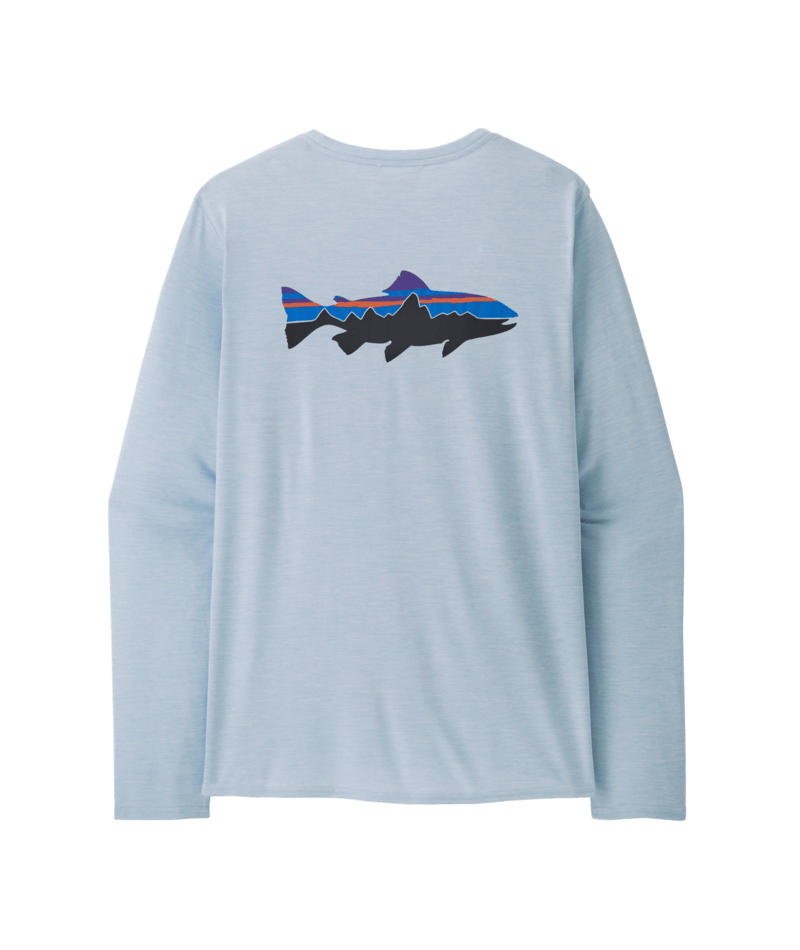 Patagonia M's Long Sleeve Capilene Cool Daily Graphic Shirt - Waters - Fitz Roy Trout / Fleck Blue Fitz Roy Trout / Fleck Blue