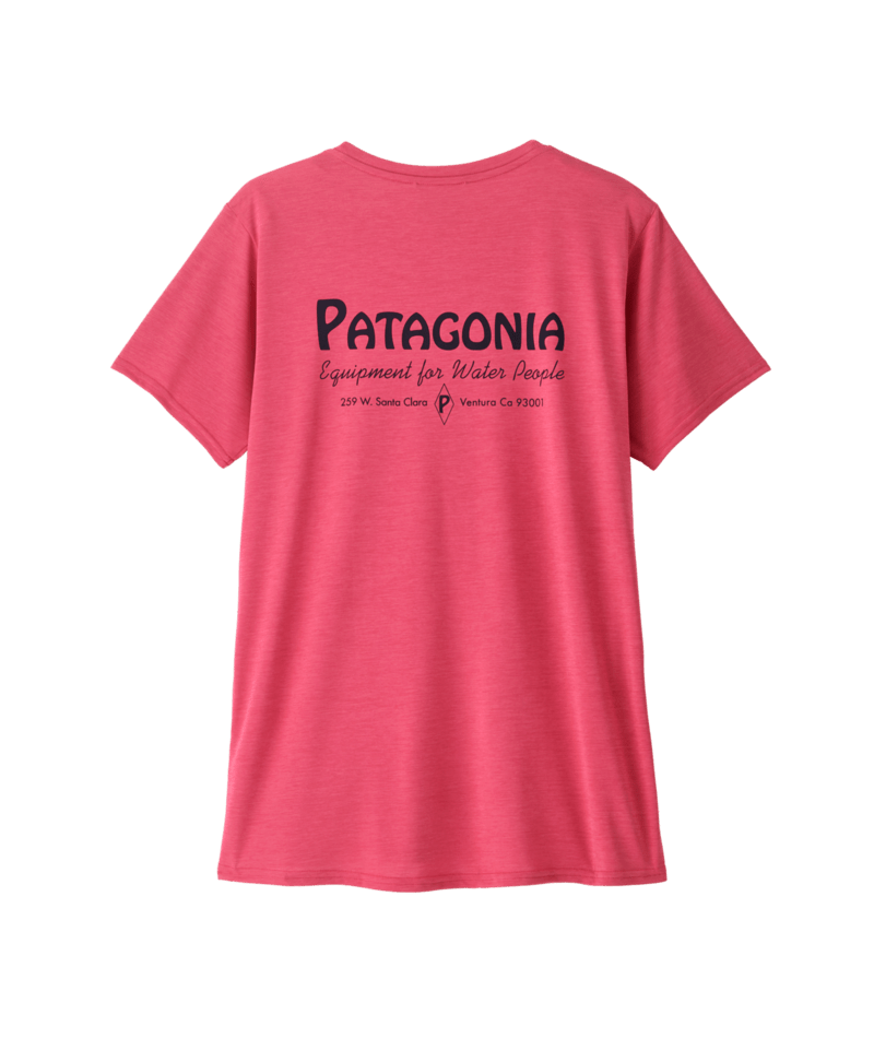 Patagonia W's Capilene Cool Daily Graphic Shirt - Waters - Water People Banner / Luminous Pink X-Dye Water People Banner / Luminous Pink X-Dye