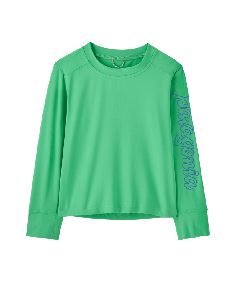 Patagonia Baby Long Sleeve Capilene Silkweight T-Shirt - Fitz Script / Aloe Green Fitz Script / Aloe Green