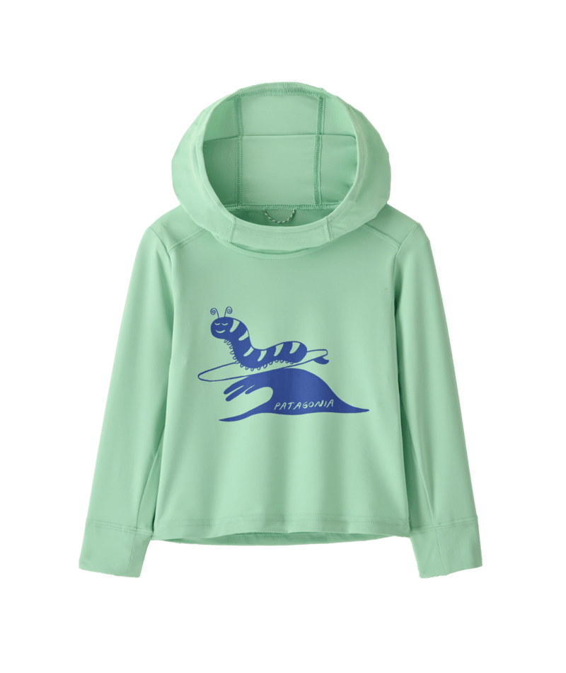 Patagonia Baby Capilene Silkweight Hoody - Caterpillar Chiller / Rinsed Green Caterpillar Chiller / Rinsed Green