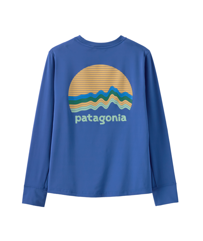 Patagonia Kids Long Sleeve Capilene Silkweight T-Shirt - Ridge Rise Moonlight / Eddy Blue Ridge Rise Moonlight / Eddy Blue