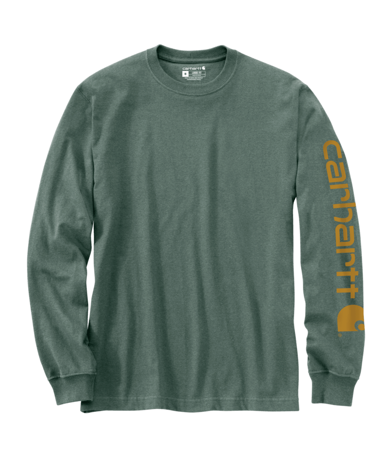 Carhartt Loose Fit Heavyweight Long-Sleeve Logo Sleeve Graphic T-Shirt - Frosted Balsam Heather Frosted Balsam Heather / / REG