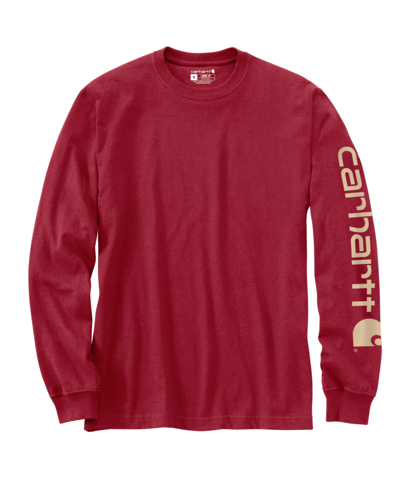 Carhartt Loose Fit Heavyweight Long-Sleeve Logo Sleeve Graphic T-Shirt - Crabapple Crabapple / / REG