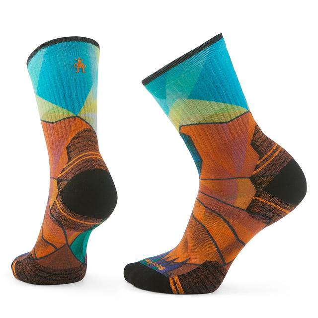 Smartwool Hike Targeted Cushion Mountain Prism Print Womens Crew Sock Orange rust