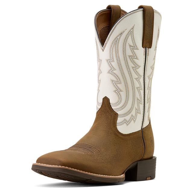 Ariat Sport Big Country Wide Square Toe Cowboy Boots In Mustang Brown Smokey Cream