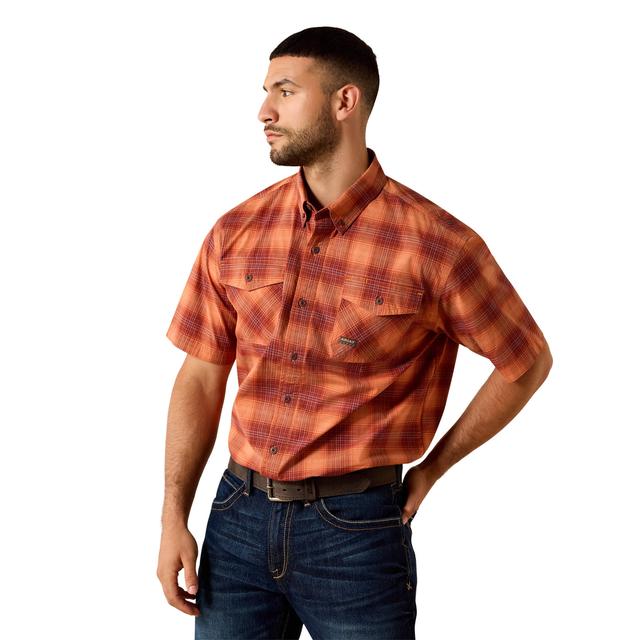Ariat Rebar Made Tough Durastretch Work Shirt In Sunset Orange