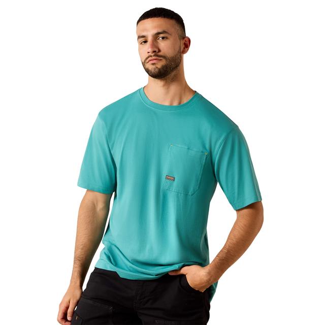 Ariat Rebar Workman T-shirt In Teal Cotton
