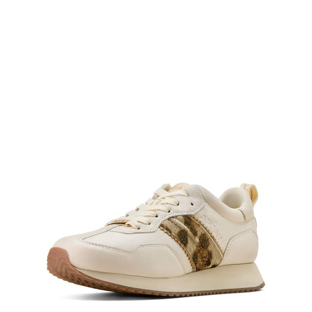 Ariat Ranch Runner Shoe In Bright Cream Gilded Leopard Hair On