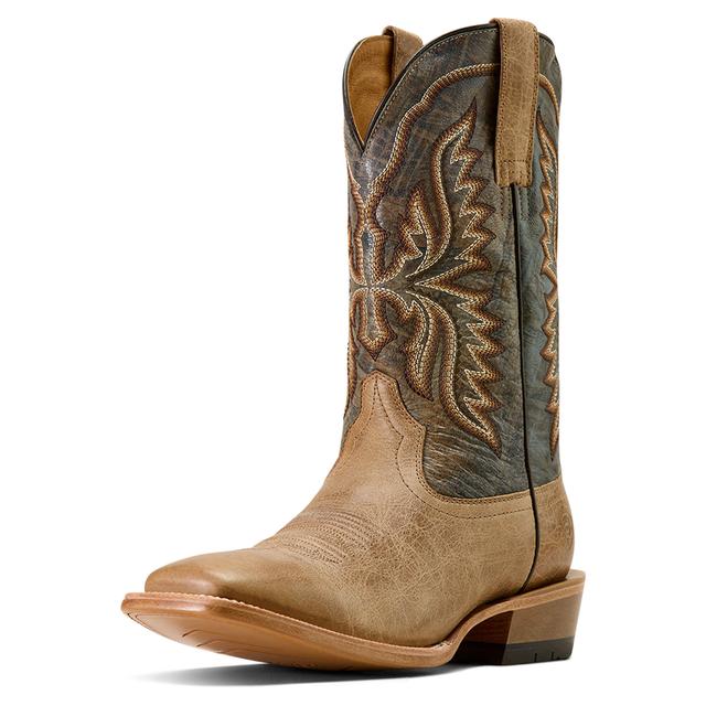Ariat Preston Wide Square Toe Cowboy Boots In Desert Bone Plume Leather