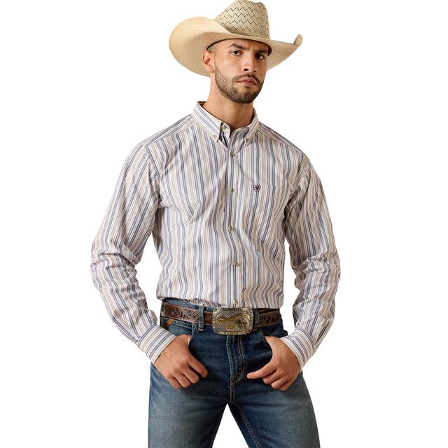 Ariat Pro Series Pryce Fitted Shirt In White Stripe
