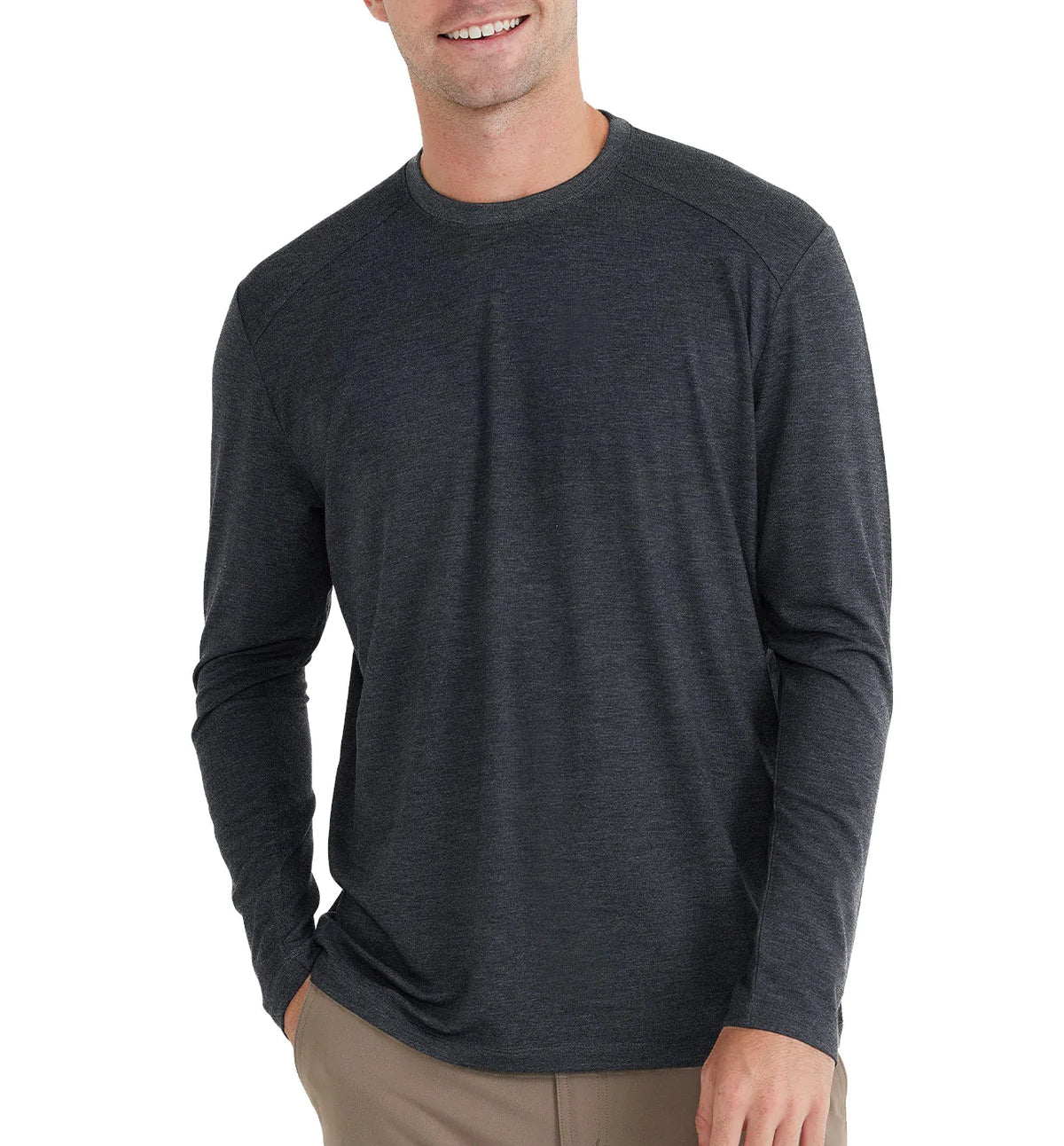 Free Fly Apparel Men's Bamboo Shade Long-Sleeve - Heather Black Heather Black