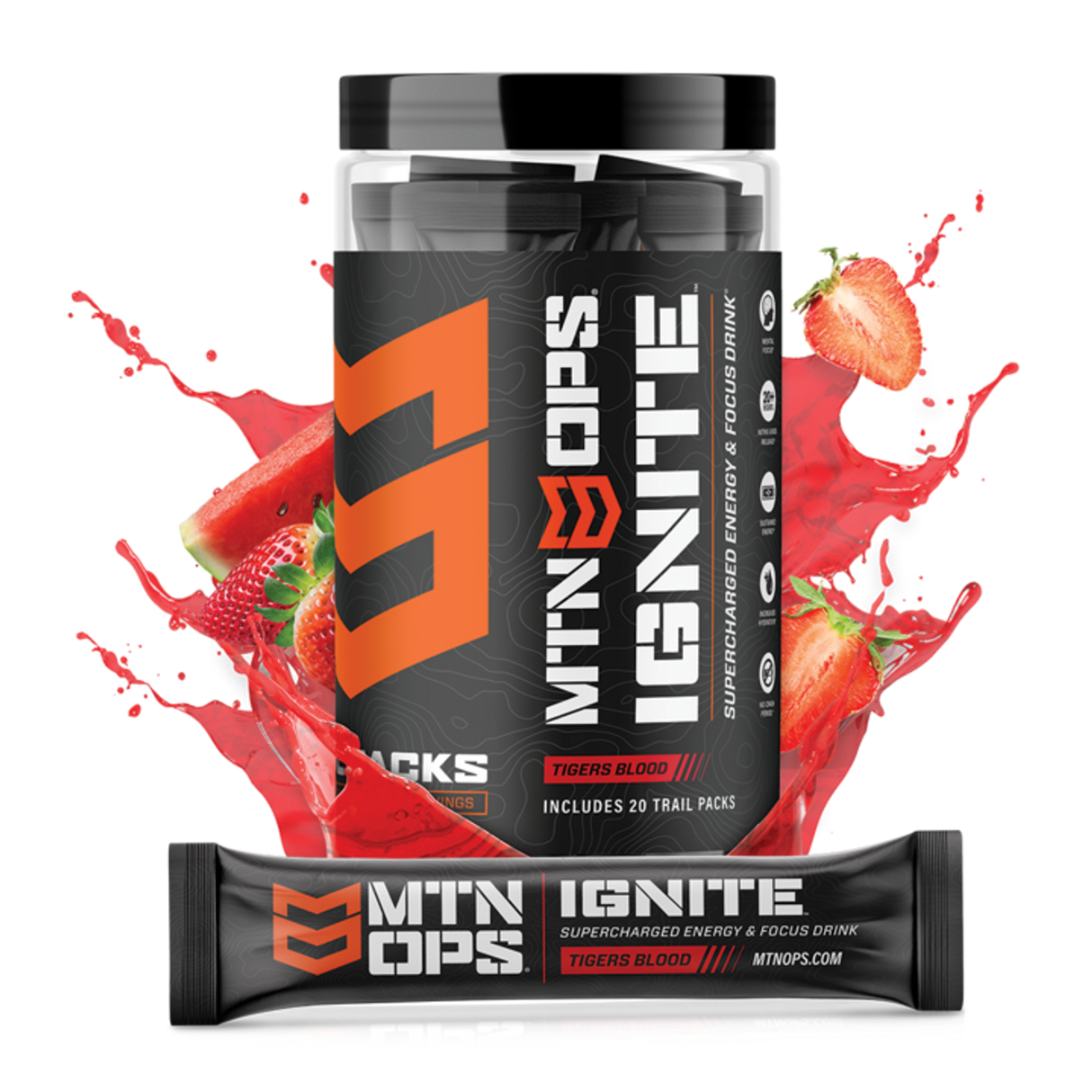 Mtn Ops Ignite Energy + Focus + Hydration Trail Packs Tigers blood