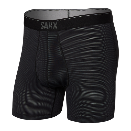 Saxx Men's Quest Quick Dry Mesh Boxer Brief Fly Black II