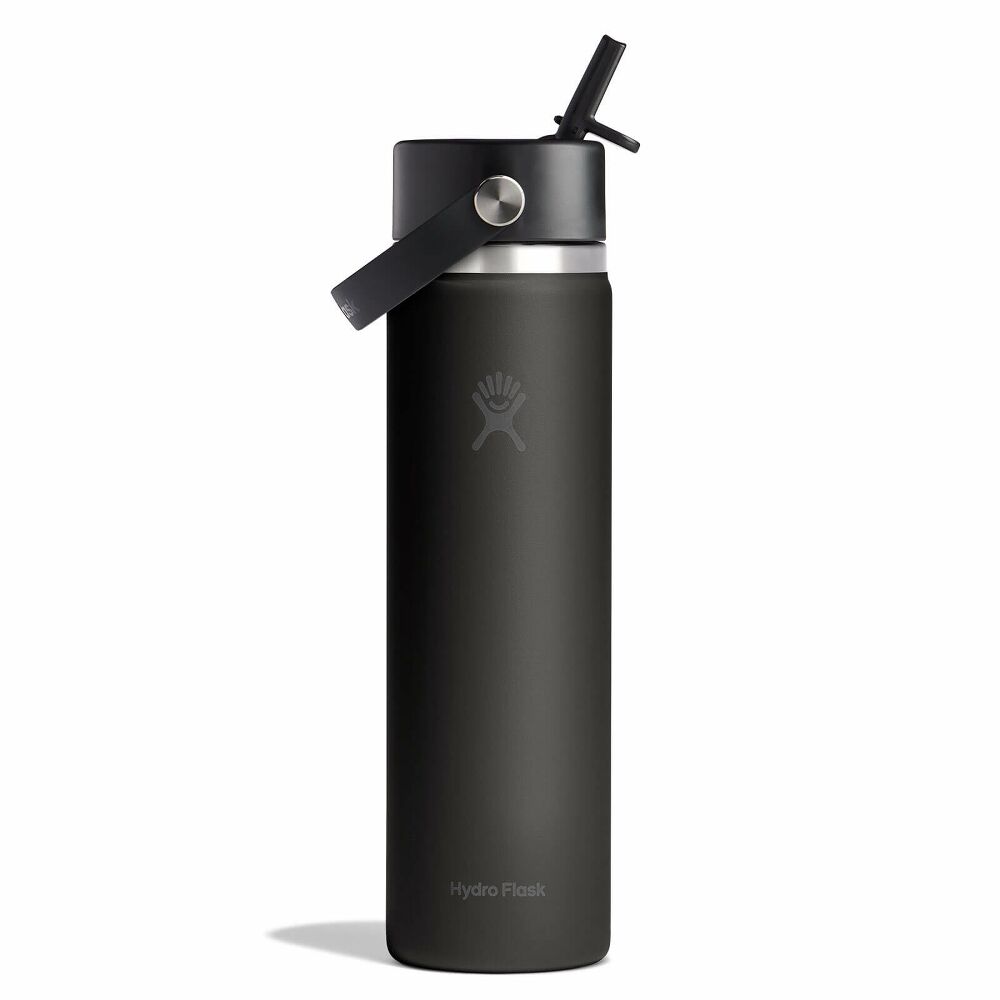 Hydro Flask Wide Flex Straw Cap Bottle, Black/24oz Black