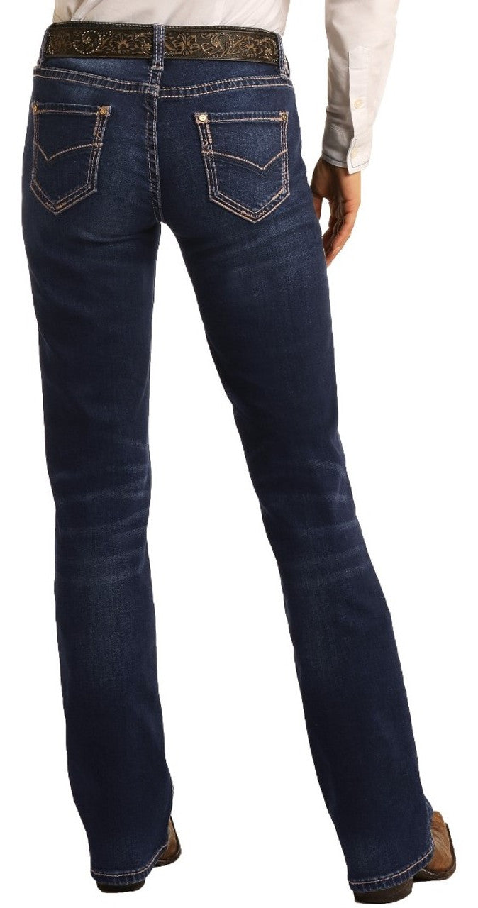 Panhandle Slim Women's Mid Rise Extra Stretch Bootcut Riding Jean Dark_wash