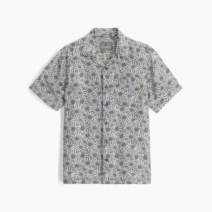 Royal Robbins Mens Camino Pucker Short Sleeve - Deep Blue Caledonia Print Deep Blue Caledonia Print