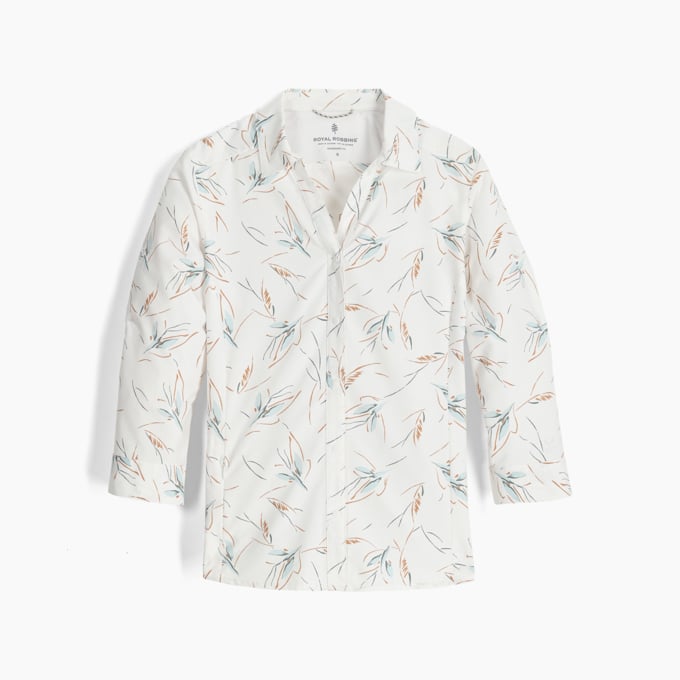 Royal Robbins Womens Expedition Pro 3/4 Sleeve - Ivory Casewell Print Ivory Casewell Print