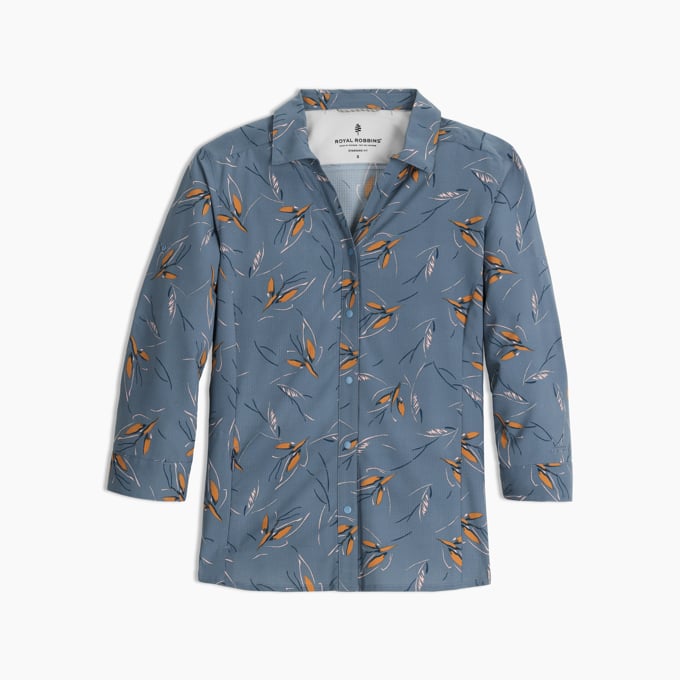 Royal Robbins Womens Expedition Pro 3/4 Sleeve - Sea Casewell Print Sea Casewell Print