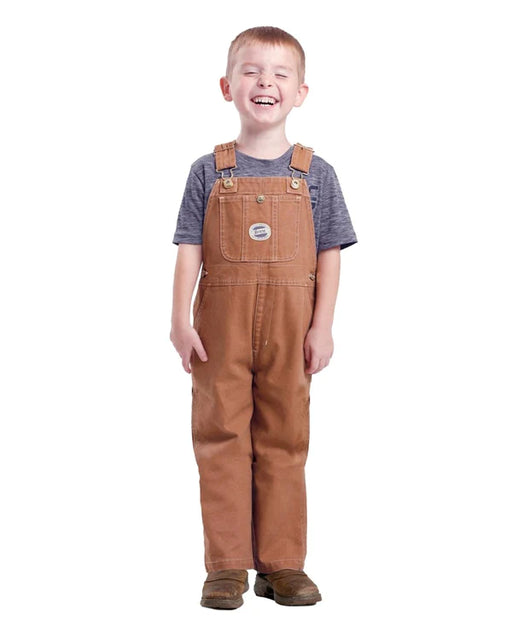 Berne Youth Vintage Washed Unlined Duck Bib Overall Brown