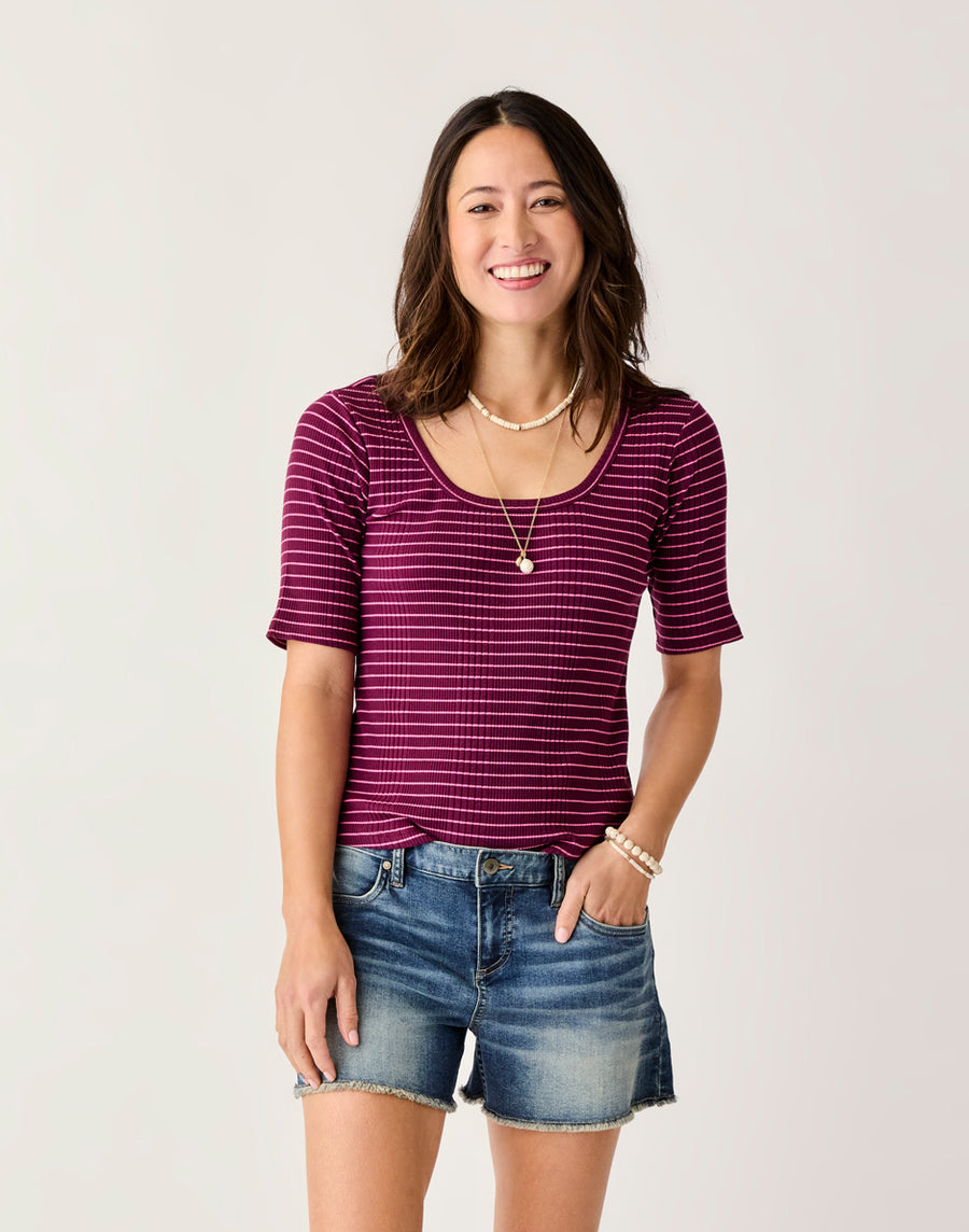 Carve Designs Asher Rib Top - Nirvana Stripe Nirvana Stripe