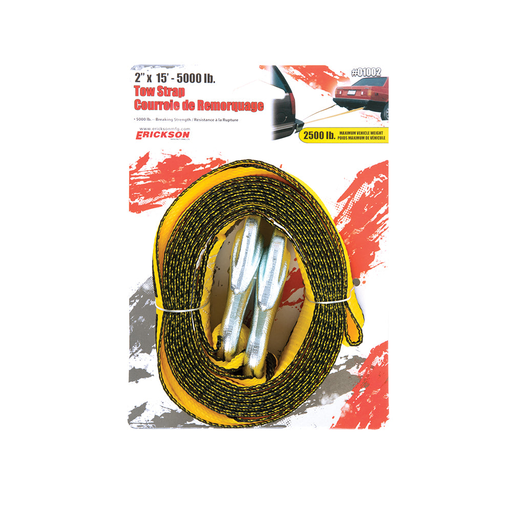 Erickson 2″ x 15′ 5000 lb. Tow Strap YELLOW / / 2INX15FT