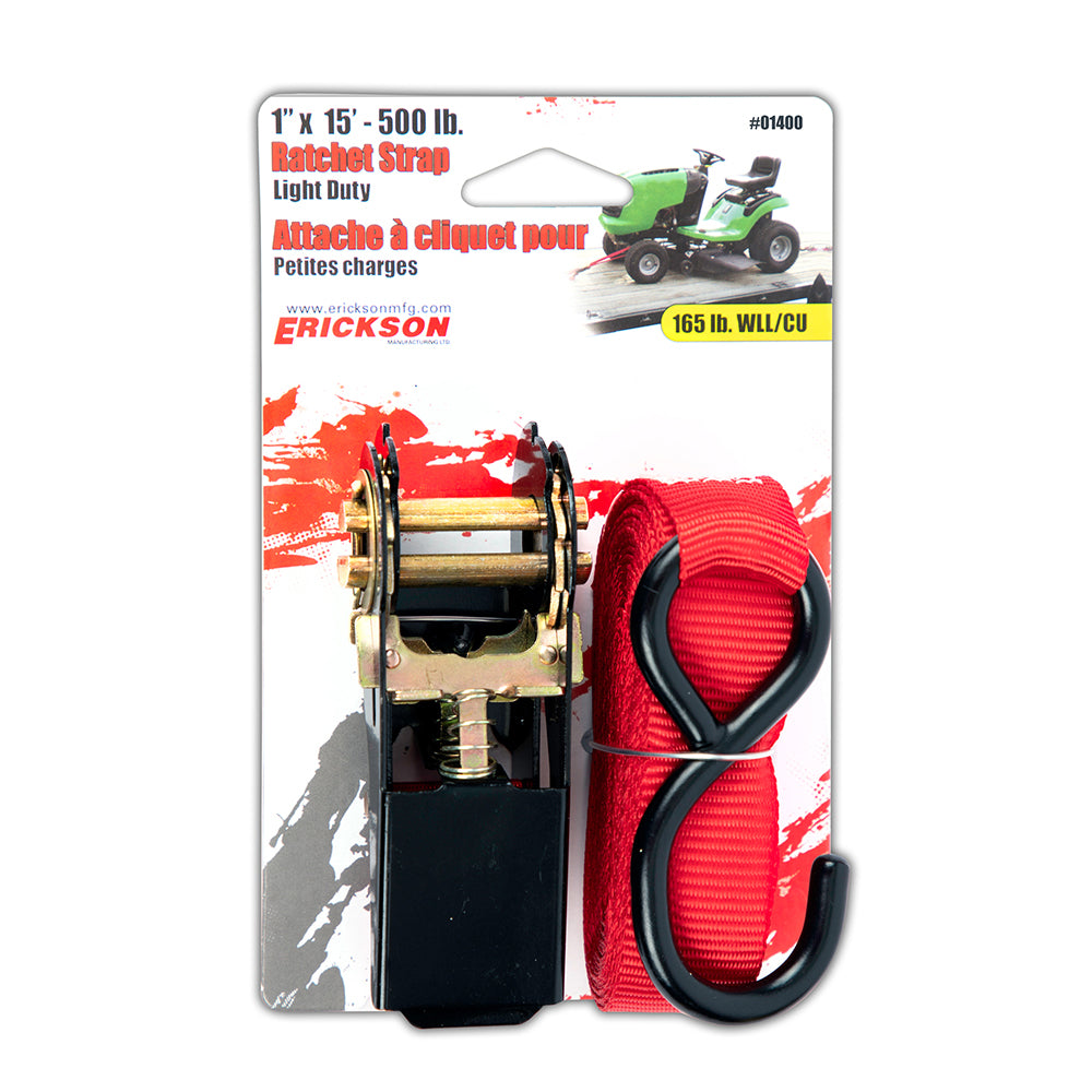 Erickson 1″ x 15′ 500 lb Ratchet Strap / 1INX15FT
