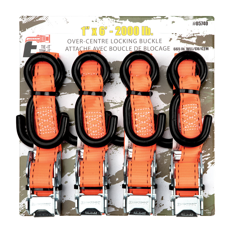 Erickson 2,000 lb Sportsman Tie-Downs, 4-Pack ORG / / 1INX6FT